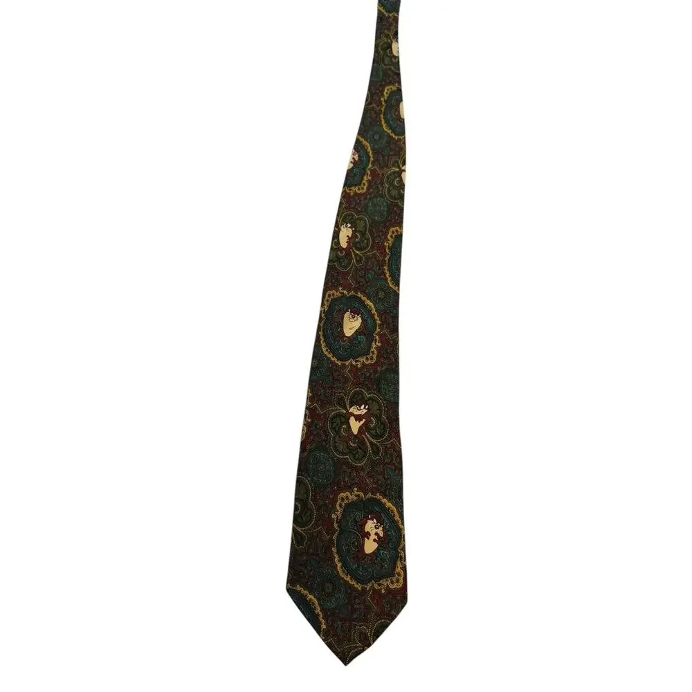 Looney Tunes Taz Paisley Vintage Novelty Necktie 100% Silk Cartoon